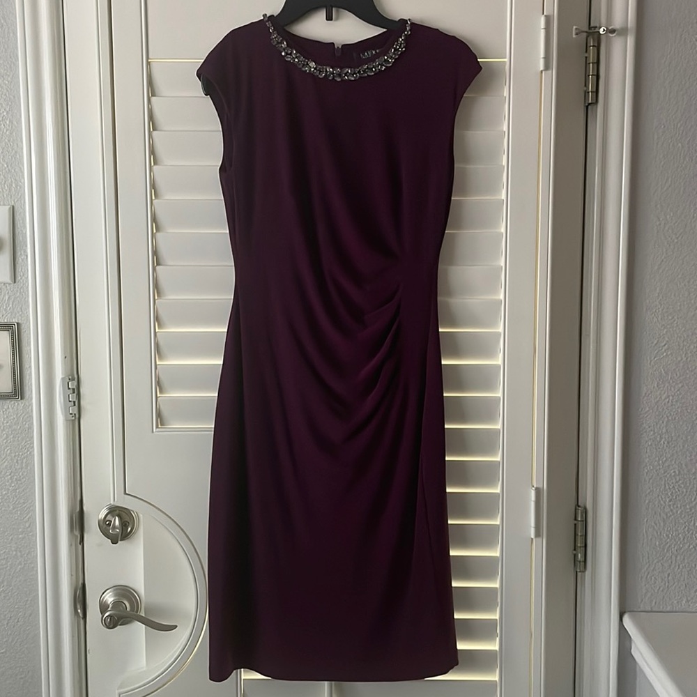 Ralph Lauren size 4 evening dress, short sleeve, knee length.